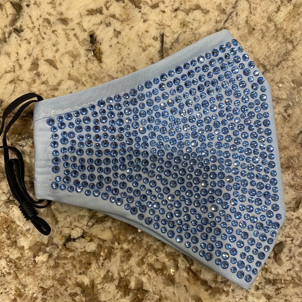 Blue Swarovski Crystal face mask blue Crystals